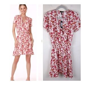 Bobi Black | Floral Ruffle Surplice Mini Dress | S